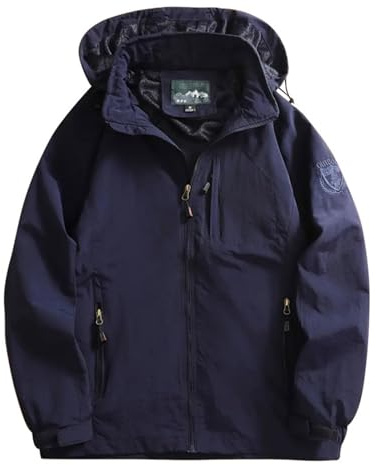 Uwdiohq Chaqueta Cortavientos con Capucha, Informal, Holgada y con Cremallera para Hombre para otoño e Invierno Chaqueta Hombre Montaña Cazadora Chaqueta Hombre Chaqueta Caza Hombre