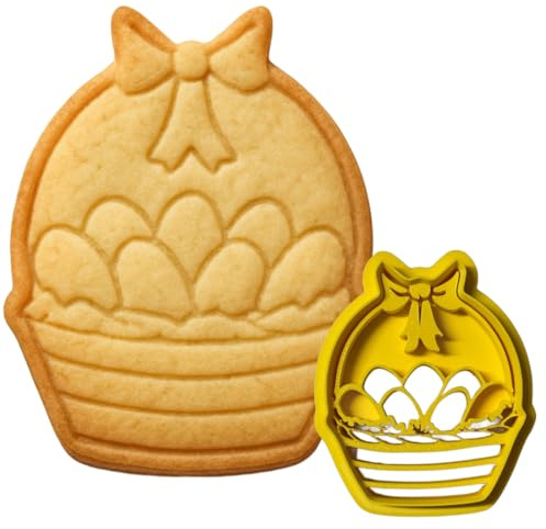 Tagliabiscotti Uovo con Panierino - Stampo Pasquale 6,9x8,5 cm in PLA Ecologico - Biscotti Decorati per Feste Handmade Instile3D