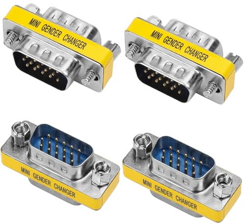 VISSQH 4 Pezzi HDB15 maschio a maschio Accoppiatore Connettore,HDB15 15 pin VGA SVGA seriale adattatore per Gender Changer