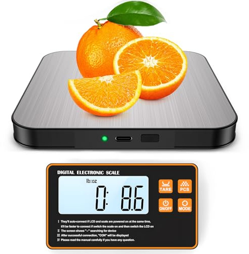 Brifit Separate Digital Kitchen Scale, 15kg/33lb High Precision Kitchen Weighing Scales, Rechargeable Stainless Steel Food Scale with 7 Units, Tare Function & Backlit Display for Cooking & Baking
