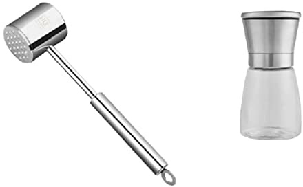Martello inteneritore per Carne, Tenerizzatore, Tenerizzatore for Carne in Acciaio Inossidabile con 24 Chiodi a Martello, Martello for Carne Domestico Strumento di Cottura da Cucina(Type D)