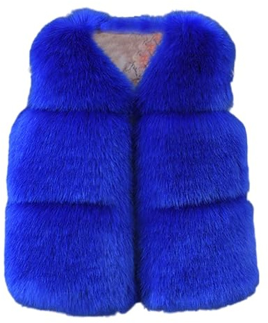 Chanpning Gilet en Fausse Fourrure Enfant Fille Couleur Unie Manteau Veste Peluche Sans Manches Col En V Gilet En Polaire Épaissir Blouson Hiver Chaud Vêtements D'extérieur