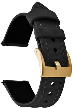 ACTINPANT Bracelet de Montre en Toile Voile 18 mm ou 20, Compatible avec Les Bracelets Tissu et Cuir(Black-Gold,20mm)