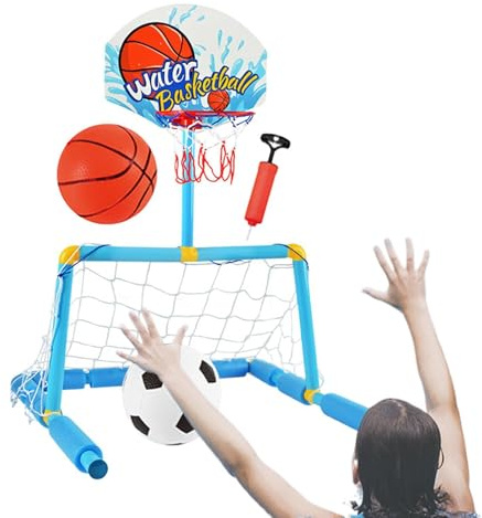 Canasta de Baloncesto Acuática Juguete Flotante 2 en 1 de Balón de Agua