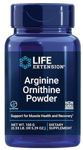Life Extension Arginine Ornithine Powder, Promotes Muscle Health & Recovery, Gluten Free, Non-GMO, net Weight 150 Grams