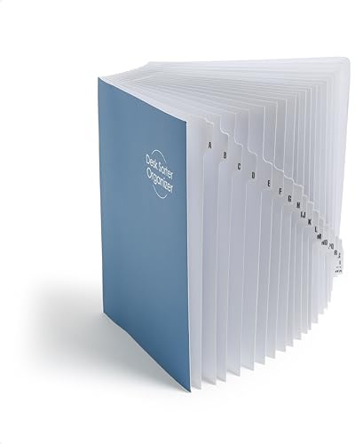 Smead Expandable Office Desk File Sorter, Office Supplies, Alphabetic (A-Z) Desk Organizer, 20 Indexing Dividers, Laminated Tabs, Letter Size, Dark Blue, Office Desk Accessories (89282)