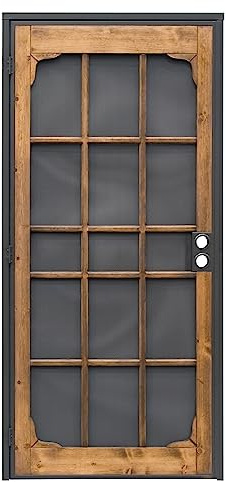 Prime-Line 3809BZ3068-I-WF Woodguard Steel Security Door – Traditional Screen Door Style with the Strength of a Steel Security Door – Steel and Wood Construction, Non-Handed, Bronze (Single Pack)