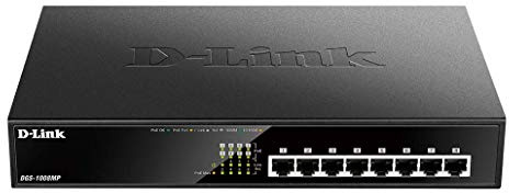 D-Link DGS-1008MP Router Switch Desktop con 8 Porte, Gigabit Max POE, Nero/Antracite