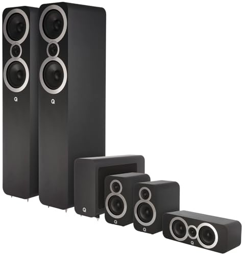 Q ACOUSTICS 3000i 5.1 Home Cinema 3050i Speaker Package (Carbon Black) Passive Surround Sound System Passive Speakers