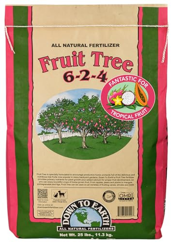 Down To Earth All Natural Fertilizers Organic Fruit Tree - Plant Food for Apples, Pears, Plums and Tropical Fruit Trees 6-2-4, 25 lb
