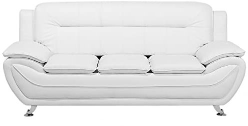 Beliani Canapé Design 3 Places en Cuir PU Blanc Convenable pour Chaque Salon Moderne