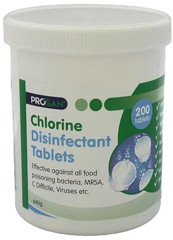 Chlorine Disinfectant Tablets 200 per Tub Creates a Ready To Use Disinfectant Solution x 6
