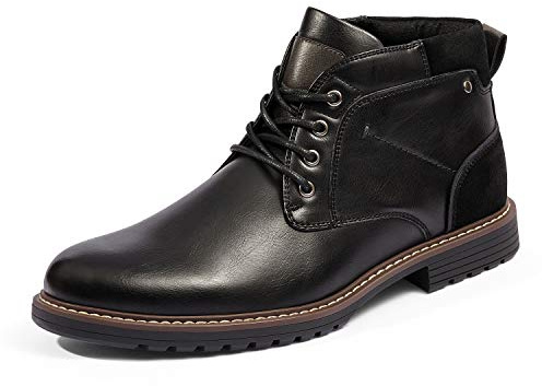 Bruno Marc Stivali da Moto Uomo con Lacci Classici Chukka Boots Biker Scarpe Casual Cerniera Stivaletti,Size 39.5,Nero,Stone-8