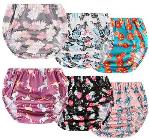 Joyo roy 6Pcs Waterproof Cloth Diaper Cover Reusable Plastic Training Pants for Toddlers Plastic Diaper Covers for Baby Girls Leak Proof Rubber Pants for Potty Training Covers for Cloth Diapers 3T