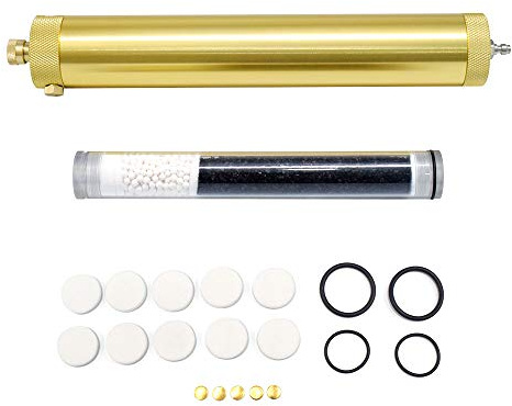 30Mpa Oil Water Separator PCP Air Compressor Pump 4500Psi High Pressure Air Filter Diving Separator L300mm OD50mm with 8mm Female and Male Quick Connector (Gold)