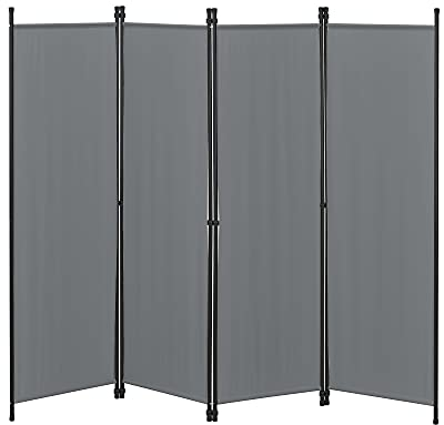 Raumteiler Huesca 4-teilig 200x171cm Paravent Trennwand 4-TLG. Sichtschutz Stellwand Spanische Wand Dunkelgrau