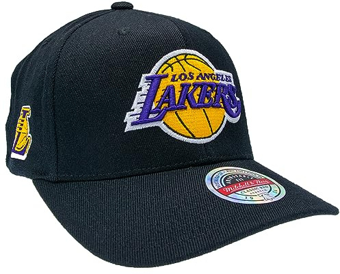 Mitchell & Ness NBA Curved Eazy Snapback Basecap - Los Angeles Lakers, schwarz, Einheitsgröße, verstellbar, Herren, Frauen, Kinder, Unisex, Frühling, Sommer, Herbst, Winter