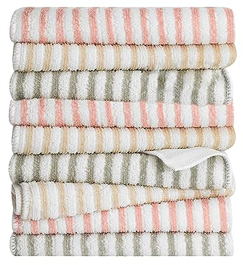 EURSPEUNG Balletas Microfibra 6 Unidades, bayeta Microfibra, Trapos, paños de Limpieza, para Ventana, para Todo propósito, tamaño 30x30 cm (Raya 9PCS)