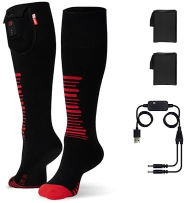 G-HEAT Chaussettes Chauffantes Outdoor – jusqu'à 6h d'autonomie | 3 niveaux d'intensité. Chauffe ciblée aux orteils, modèle épais et renforcé pour sports d’hiver et travail temps froid