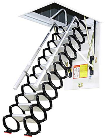 Dachbodentreppe mit Luke, Teleskopleiter, zusammenklappbar, zusammenklappbar, Dach-Scharnier, 16,5 - 3,5 m, Loch: 60 x 90 cm, Höhe: 60 cm