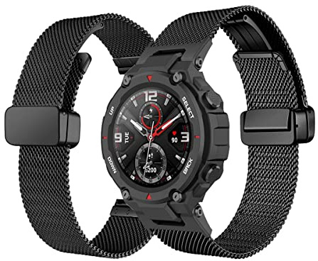 Magnetarmband för Amazfit T-Rex/T-Rex Pro-armband, Amazfit T-Rex/T-Rex Pro armband metall mesh rostfritt stål för kvinnor och män armband med magnet kompatibelt med Amazfit T-Rex/T-Rex Pro (D)