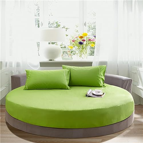 FANSU Runde Spannbettlaken, Weiche Baumwolle Spannbetttuch Atmungsaktiv Boxspringbett Einfarbig Matratzenschoner für Hotel Wasserbett Matratze (180x180+25cm,Grün)