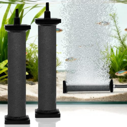 AquaMiracle New Innovative Rubber Air Stone | Air Bubbler | Oxygen Air Diffuser | for Pond Aerator | Pond Aeration | for Large Aquarium | 8”x1.25” | 2-Pack