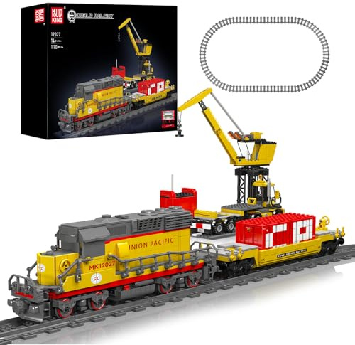 Mould King 12027 Technik Zug Eisenbahn Bausteine Modell, 1170 Teile Diesellokomotive Ferngesteuertes Zug Modellbausatz Bausteinset als Spielzeug/Geschenk/Sammlerstücke