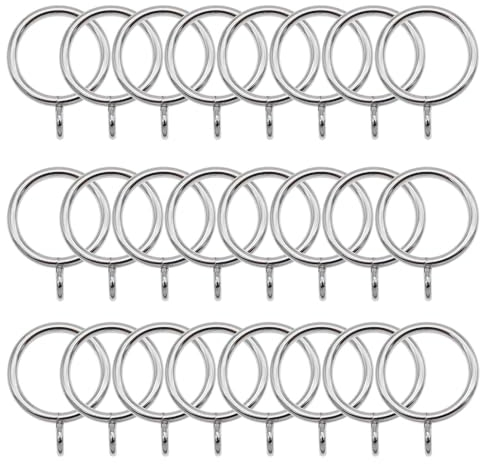 Anillas Cortinas Metal,24 PCS 38mm Diámetro Interno Anillos Cortina con Ojales Fijos Anillos Colgantes de Ventana para Barra de Poste de Cortina