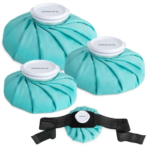 ASEKACK Ice Bags for Injuries, Thickened Ice Packs for Injuries Reusable, Hot & Cold Therapy for Pain Relief, Sports Injuries, No-Leak Cold Packs, 3 Size (6 9 11) (Set with Wrap)