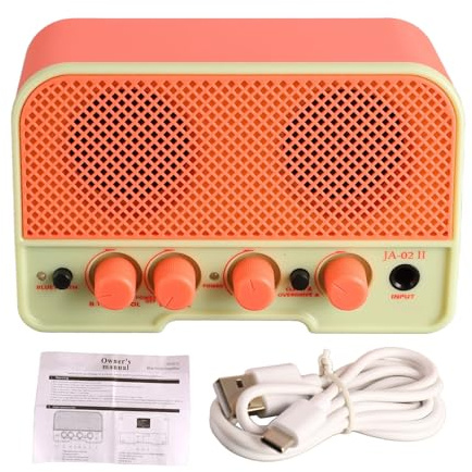 Electric Guitar Amplifier, Clean Overdrive Dual Channels AUX 2000mAh Lithium Battery Compact Size Lightweight Design with Wireless Connection for Music Playing (Pink
