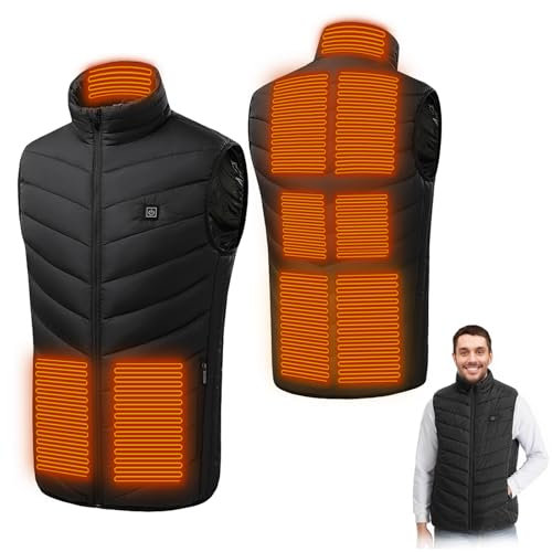Idota Beheizte Weste Herren Damen, Beheizbare Weste USB Lade Heizweste Herren Damen, Wärmeweste Unisex, Beheizten Weste Wiederaufladbare mit 9 Heizzone und 3 Stufen Temperatu für Outdoor Wandern L