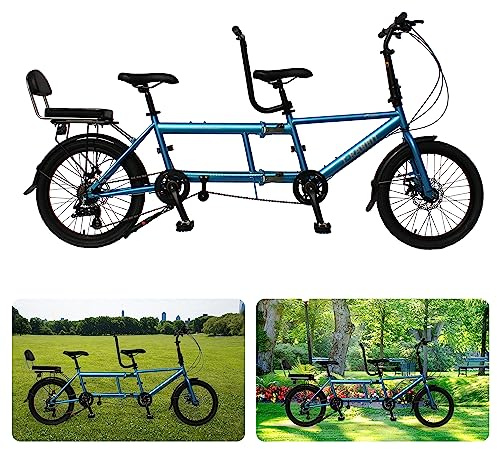 Tandem Bike for Cycling, Classic Tandem Adult Beach Cruiser Bike with 20-Inch Wheels, Blue - Maximum Load 200kg,