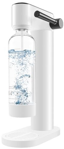 kisidus Machine à Soda Appareil à Gazeifier l'eau avec Bouteille PET de 1 Litre pour Gazéification Domestique sans BPA - Blanc B
