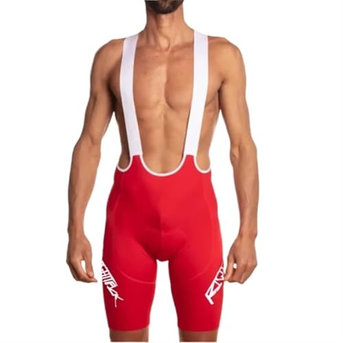 XYLRSMH Culotte Ciclismo Hombre Pantalones Cortos de Ciclismo de con Tirantes Rojos y Blancos y Gruesos de Verano Transpirables con Acolchado de Gel 20D for Ciclismo Masculino Ciclismo(Color1,L)