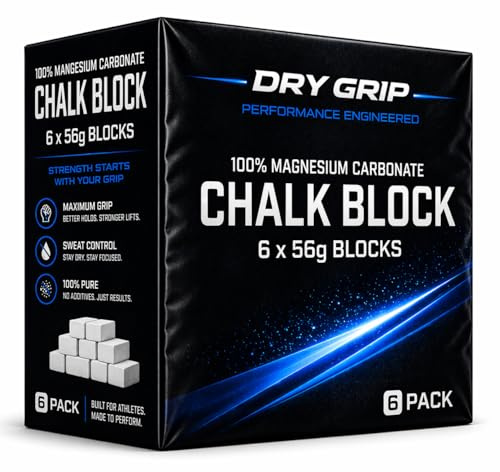 DRY GRIP Magnesium Carbonate Chalk Block Gym Chalk - Case of 6 blocks (Weightlifting)