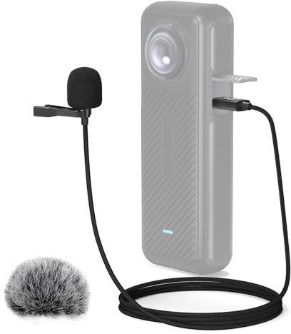 Cubilux Insta 360 X4 Kavajmikrofon, högkänslig rundstrålande trådbunden Lavalier MIC, perfekt kompatibel med vlogging, intervjuer, streaming, föreläsningar och sändning, 1,5 m kabel