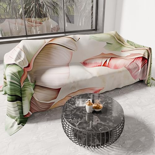 PETTI ARTIGIANI ITALIANI - Cubresofá Multiuso de Microfibra Antimanchas, Diseño 25 Floral 191, Lavable y Protector para Sofá, Colcha y Cubremesa – 400x270 cm - Made in Italy