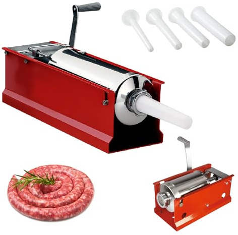 Crisalide® - Insaccatrice per Salumi Manuale in Acciaio Inox AISI 304 – 2 Velocità – 4 Imbuti Inclusi – 3 kg / 5 kg / 8 kg (5kg)