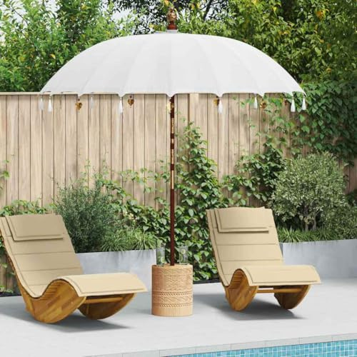 Mokuyary Parasol balinais Crème 220 x 220 x 260 cm, Parasol de Extérieur pour Terrasse, Piscine, Plage, Restaurants, Balcon