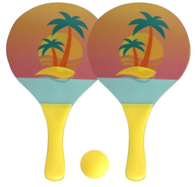 Beach Racket Set - Wood PVC, 33cm, Beach Paddle, Lightweight Grip | Training Equipment, Wooden Rackets, Outdoor Ball Game For Beachs Play, Garden Sport, Travel Activity, Kids Practice, Family Outdoor