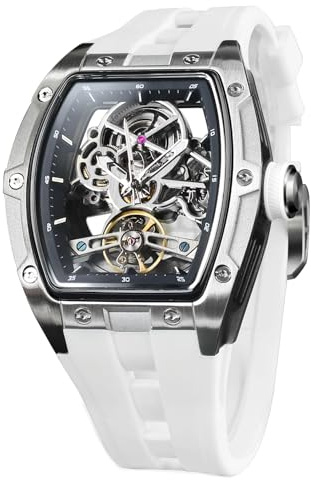 FORSINING Reloj automático para hombre, reloj mecánico esqueleto con movimiento visible, impermeable 50M, diseño de lujo, para padre, amigo, hermano
