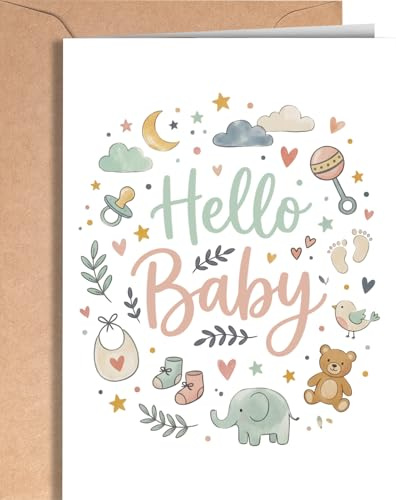 Greeting Cards for Everyone Tarjeta para nacimiento de bebe - Tarjeta para baby shower - Postal de nacimiento de bebé recién nacido - Tarjeta para niño o niña recién nacido - EU 318