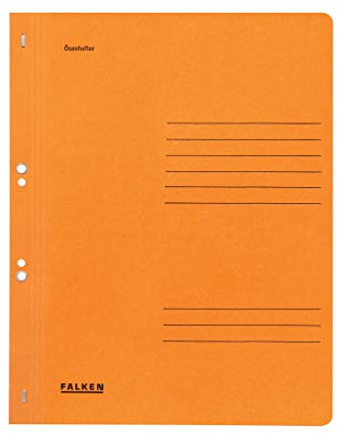Exacompta - Ref 80003924001F - FALKEN - Eyelet Full-Cover Flat Files - A4 (210 x 297mm) in Size, 250gsm Recycled Manilla, Holds Up to 200 Sheets - Orange (Pack of 50)