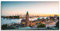 ARTLAND Wanddeko Leinwand Bilder Wandbild 150 x 75 cm Maritim Hamburg Skyline Hafen Elbe Kräne Turm Uhr Landungsbrücken S8PM