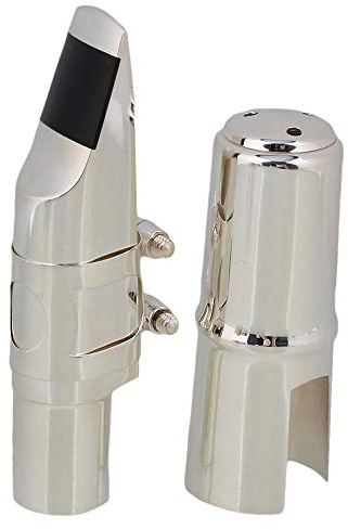 Yibuy #7 Silver Nickel-plated B-flat Soprano Saxophone Mouthpiece with Ligature Reed