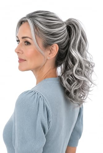 CAISHA 30cm Posticcio Per Capelli Helena Con Pinza Capelli Voluminoso Parrucche Donna Ondulato Mix Grigio H126
