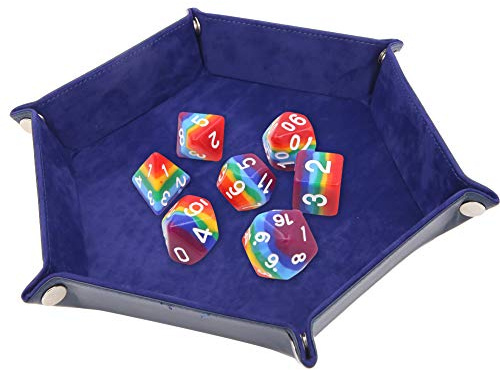 Winterworm Plateau de roulement à dés Pliable, hexagone en Cuir PU, Porte-dés, boîte de Jeu, Velours pour D & D, RPG, Jeux de Table ou Stockage de clés de téléphone de Bureau