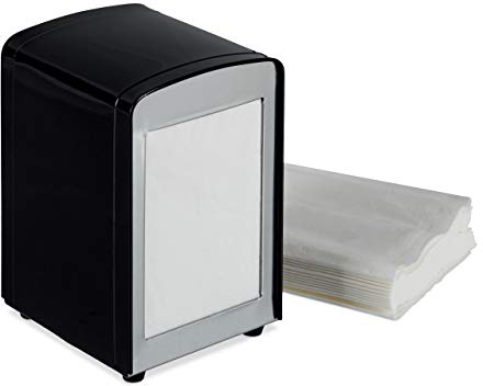 Relaxdays 10025508_46, noir Distributeur table, Vintage Rétro restaurant Support porte serviette HxlxP: 15x9,5x11cm