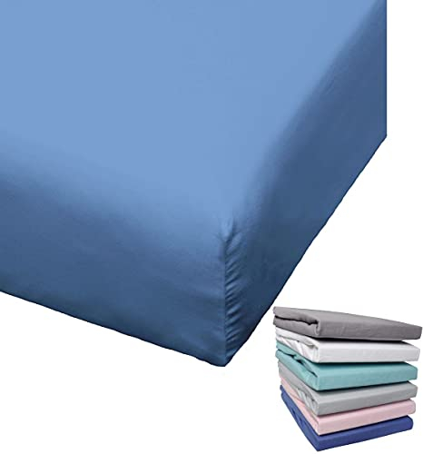 Bierbaum Biber Spannbettlaken Baumwolle 180x200 cm Weiß Grau Blau Rosa Türkis Silber Flieder Grün Taupe Rundgummi, Farbe:Blau